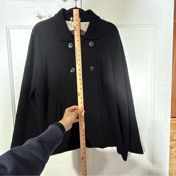 Talbots Double Breasted Jacket Black Merino Wool Size 1X Knit Classic Careerwear - Picture 3 of 12
